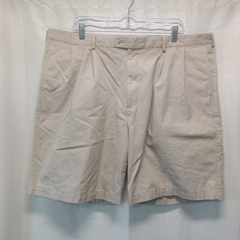 Peter Millar Golf Shorts Mens 42 Khaki Pleated Pima Cotton Windmill Embroidered